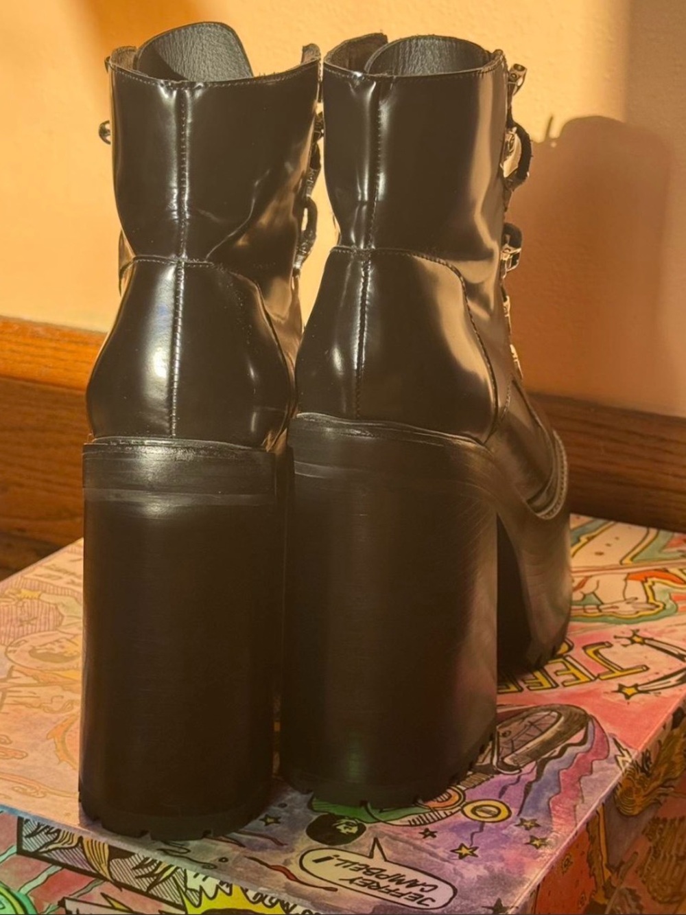 Jeffrey Campbell Fenrock platform leather heel booties size 10 - Picture 4 of 8